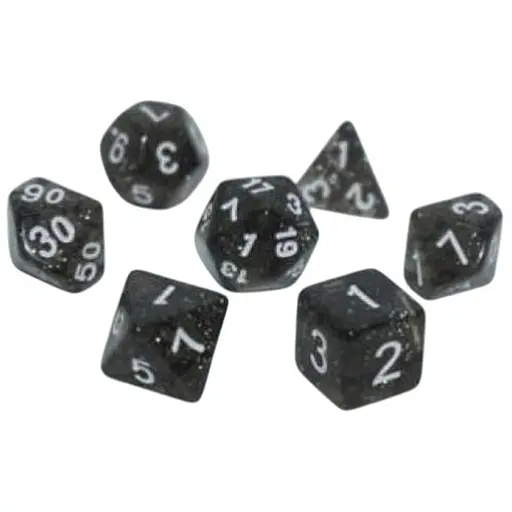Набор кубиков Glitter 7 Dice Set - Black , 7 шт. (g7dglit10) - фото 1