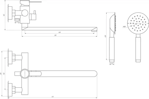 Смеситель для ванны Globus Lux Wien SBT2-208 Нержавеющая сталь - фото 5