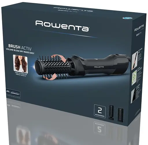 Фен Rowenta-щетка Renewal Brush Active, 1000Вт, 3 режима, ионизация, холодный обдув, обертывающая насадка, 2 насадки, керамика, черный - фото 6