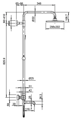 Душевая система с термостатом Koer KB-57011-07 3 функции KR5217, Графит - фото 2
