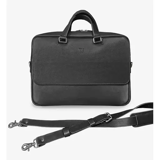 Шкіряна сумка для ноутбука Style чорна - фото 1