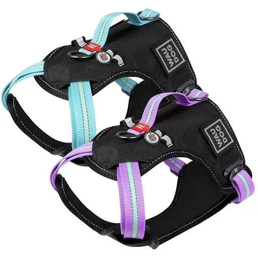 Шлейка для собак Waudog Nylon безопасная с QR паспортом, металлическая пряжка-фастекс, S фиолетовая - фото 3