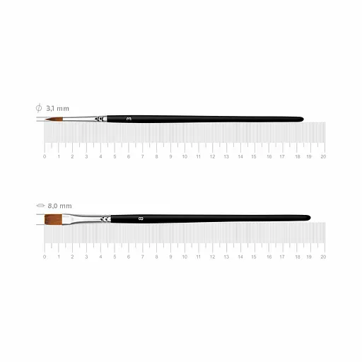 Набір пензлів для розпису тканин №2 синтетика 2 шт кругла (№3) плоска (№ 8) коротка ручка Arteo - фото 2