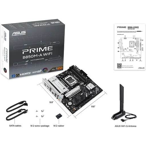 Материнська плата Asus Prime B850M-A WIFI sAM5 B850 4xDDR5 M.2 HDMI DP WiFi BT mATX - фото 2