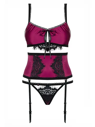 Комплект білизни Obsessive 861-SEG-5 set, S/M (вишневий)