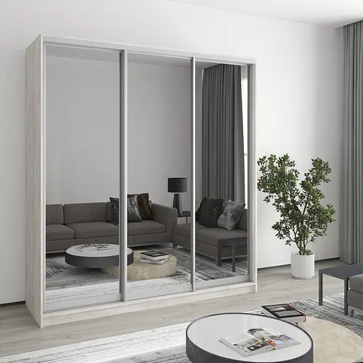 Шафа-купе тридверна MebelStar Комбо AL 3 Дзеркала 190x45x240 см Аляска сірий (MBS-1722)