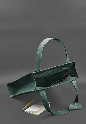 Шкіряна жіноча сумка шоппер Бетсі зелена - фото 5