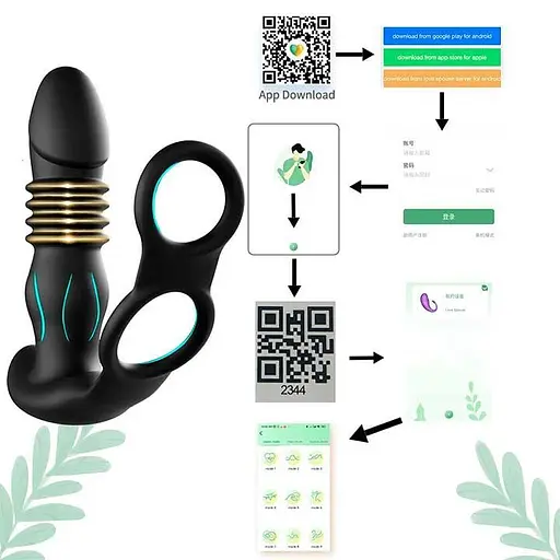 Смарт анальный вибратор, массажер простаты с эрекционными кольцами на пенис и поступательными движениями - фото 9