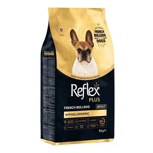 Повноцінний та збалансований сухий корм Reflex Plus для собак породи французький бульдог 8 кг 