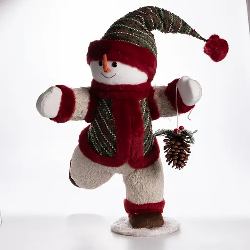 Новорічна фігурка Сніговик з шишкою 40×33×74 (см) новорічний декор Yiwu CR-4-13 - фото 2