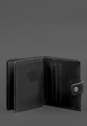 Кожаная обложка-портмоне для удостоверения офицера ГНСУ 11.2 черная Crazy Horse - фото 4