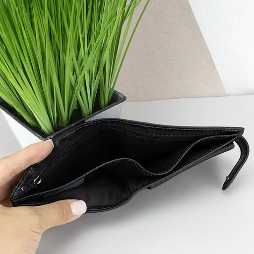 Кошелек мужской кожаный Ricco Grande 203 черный на кнопке - фото 7