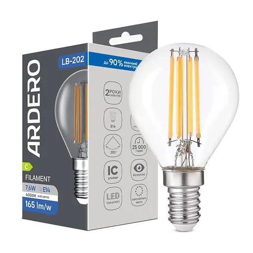 Світлодіодна лампа Ardero LB-202 7.6 Вт E14 4000K - фото 1