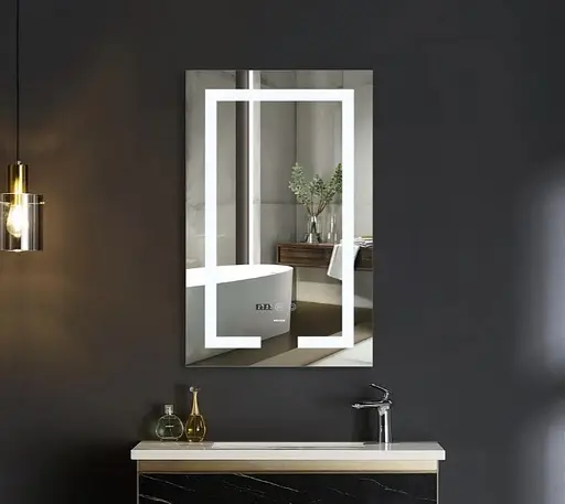 Зеркало Mixxus HARD MR06-50x80-CASE с LED Touch, Anti-fog, димером, рег. яркости, часами (MI6657) - фото 3