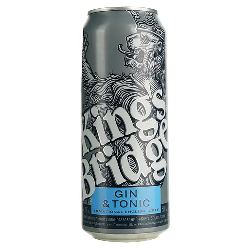 Напиток слабоалкогольный King's Bridge Джин-Тоник 7% 0.45 л ж/б (263557) - фото 1