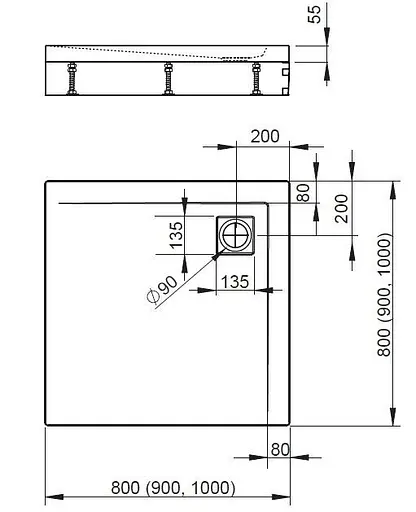 Душовий піддон Radaway Argos C 80x80 на ніжках 4ACN88-02 - фото 6