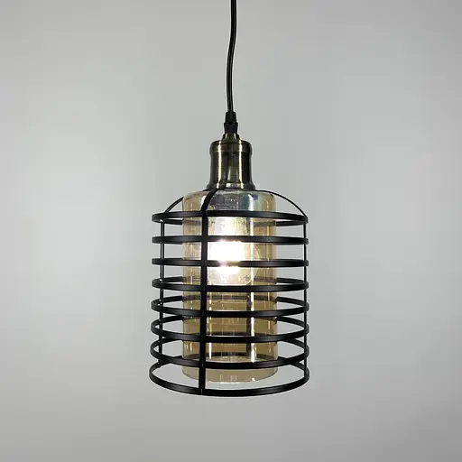 Підвіс в стилі Лофт у чорному корпусі Line.F Колір плафона Янтарний - фото 3