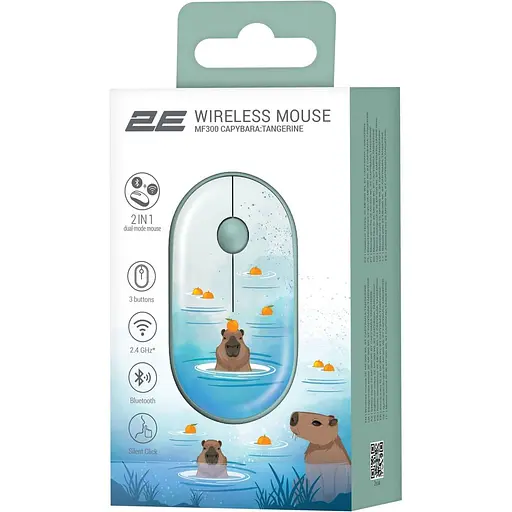 Бездротова миша 2E MF300 CAPYBARA:TANGERINE Silent WL BT, зелений (2E-MF300WCAPIBARAGN) - фото 2