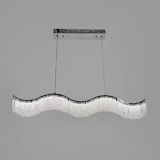Светодиодная волнистая серебряная люстра с хрусталиками длиной 80 см | Line F | Ст. 33056-L800*600 CH - фото 7