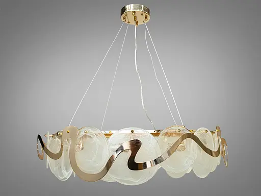 Колоритна люстра підвіс з круглими скляними елементами на 10 ламп, діам. - фото 1