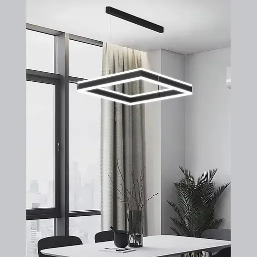 Люстра з підвісним квадратом у чорному корпусі 60 см | Арт. 303S-600 BK | Line F - фото 1