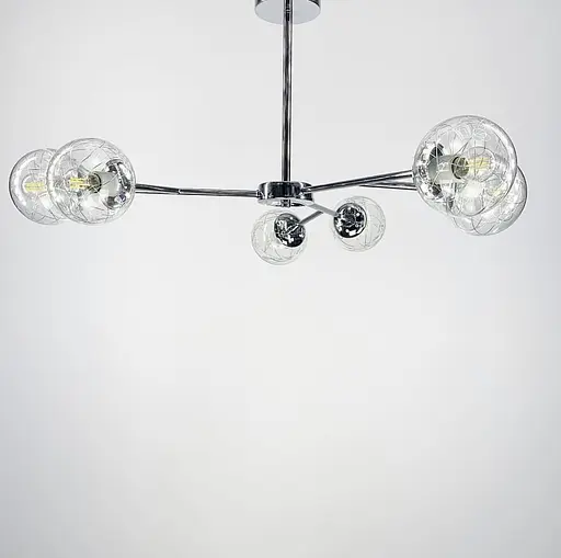 Стельова люстра в корпусі хром на 6 плафонів Line.F AOC 6/6 CR+CL - фото 3