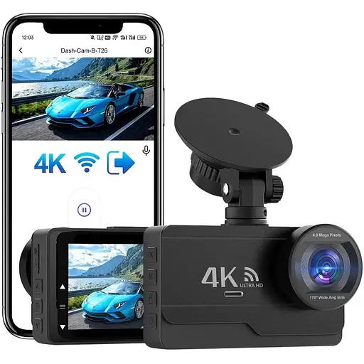 Передня та задня камера 4/2K+1080P TAREFAN Dash Cam WiFi Dashcam карта 64 ГБ 170 ° Car Dash Cam