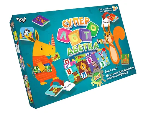 Настольная игра "Суперлото Алфавит" СЛА-01U на укр.языке. Danko Toys, в коробке (4823102806679) - фото 1