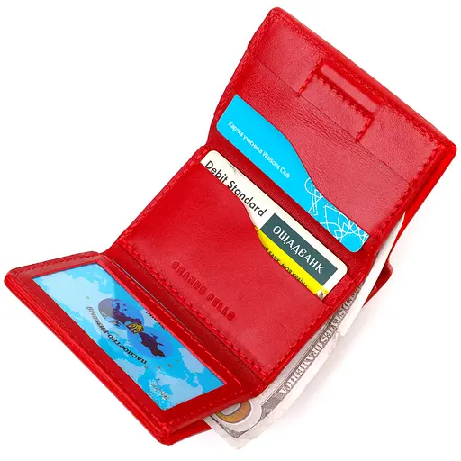 Кожаный женский кошелек Grande Pelle 8х10х1.5 см acs0025868 - фото 4