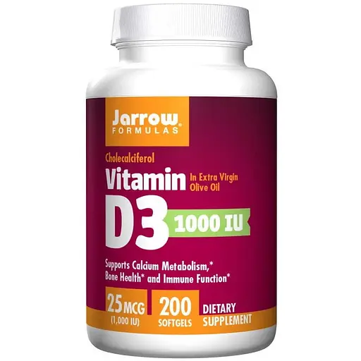 Вітаміни та мінерали Jarrow Formulas Vitamin D3 1000 IU 200 капсул - фото 1