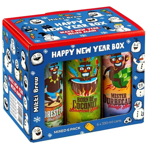 Набор пива Mikki Brew Happy New Year Box 4.5-7% (6 шт. x 0.33 л = 1.98 л) ж/б