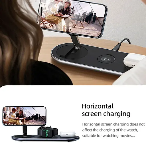 БЗП Acefast E19 Qi2 desktop 3-in-1 Black - фото 7