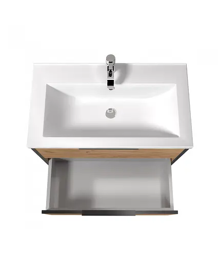 Тумба Мойдодир Line Craft 80 з умивальником Cosmo 80 дуб крафт/Чорний - фото 4