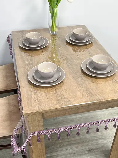 Скатертина силіконова з фіолетовою бахромою 320х200 см - фото 9