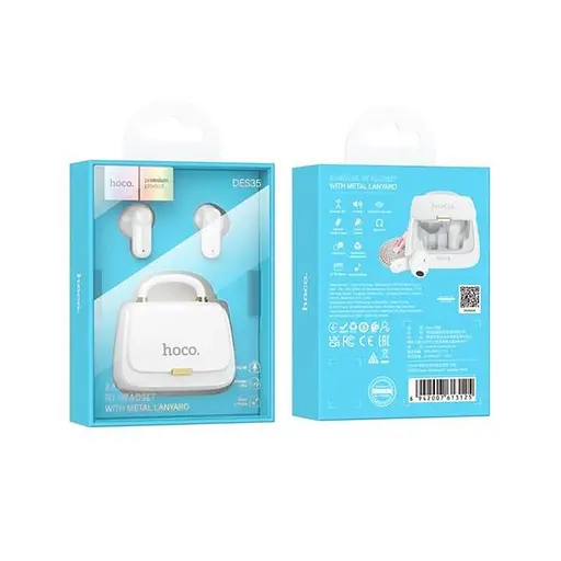Бездротові навушники Hoco DES35 Dawn handbag BT headset, BT5.3, 35mAh, 300mAh, 5.5h, White - фото 3