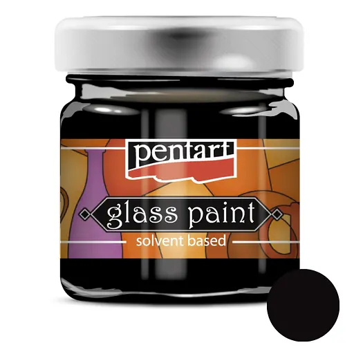 Фарба вітражна Pentart на основі розч. холодної фіксації Чорна 30 мл - фото 1