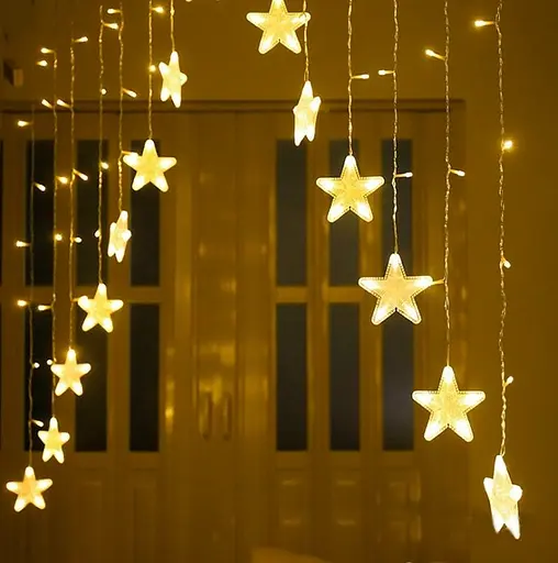 Гирлянда Chomik Штора звезды 136LED теплый белый 3м (LED0030) - фото 3