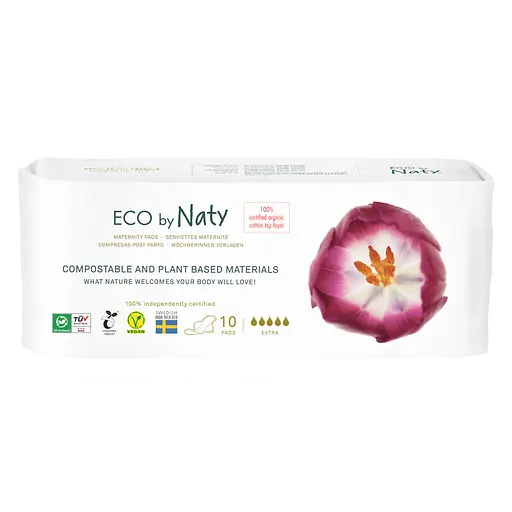 Одноразові післяполгові жіночі прокладки Eco by Naty 10 шт. 