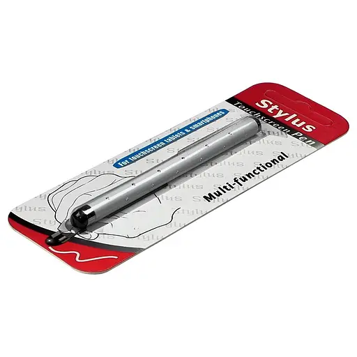 Стилус ємнісний, алюмінієвий, з кристалами, білий - фото 2