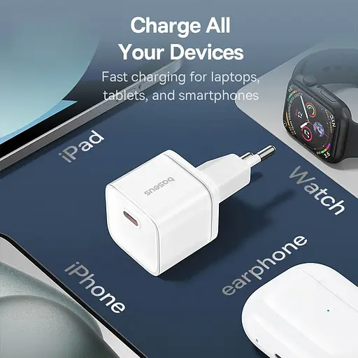 СЗУ Baseus GaN5S OS 20W (1USB-C) (P10162503) Moon White - фото 4