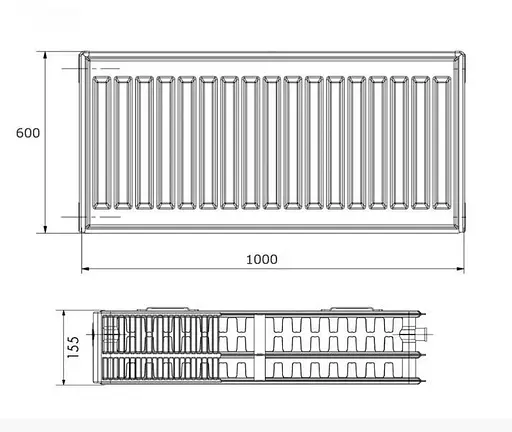 Радиатор стальной Korado 33K 600x1000 мм боковое подключение Белый 30412 - фото 2