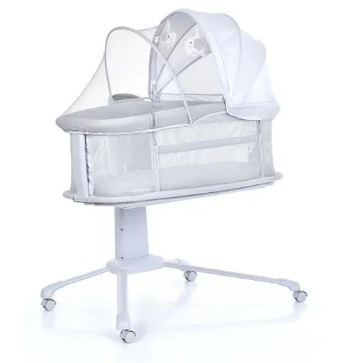 Детская кроватка-люлька 3 в 1 Mastela 3328 приставная, музыка, таймер, москитная сетка, белый