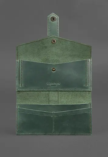 Шкіряне жіноче портмоне 3.0 зелене з коричневим - фото 4