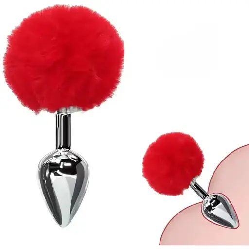 Металева анальна пробка Кролячий хвостик - фото 1