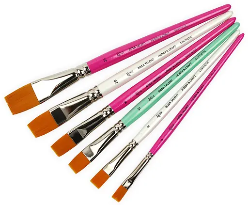 Пензель синтетика плоска для декору HOBBY & CRAFT 6 коротка ручка Rosa TALENT - фото 2