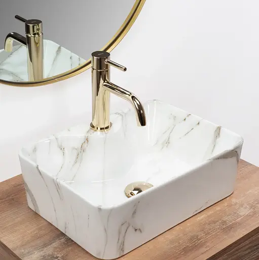 Умивальник Rea Kelly Mini Shiny Aiax накладний мармур REA-U6504, Мармур - фото 2