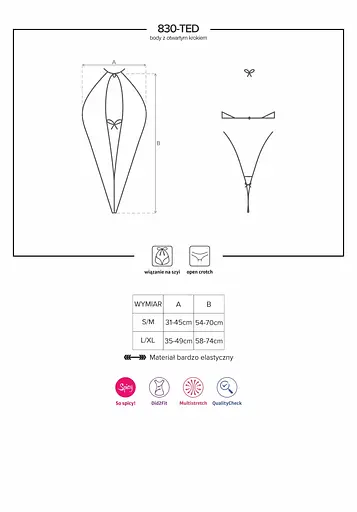 Боді Obsessive 830 S/M чорний - фото 7