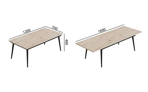 Стіл журнальний трансформер Dandi Small Ferrum-decor 45x120(160)x70 Чорний метал ДСП Дуб Сан-Марино 16 мм (FRD-106798) - фото 3