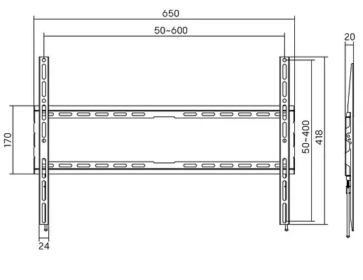 Кронштейн для телевізора AGN AGN80-460F фіксований/37`-80`/45 кг/max.VESA 600x400/Black - фото 5