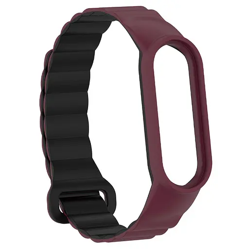 Ремешок Dual-color Magnetic для Xiaomi Mi Band 7/6/5/4/3 Plum/Black - фото 3